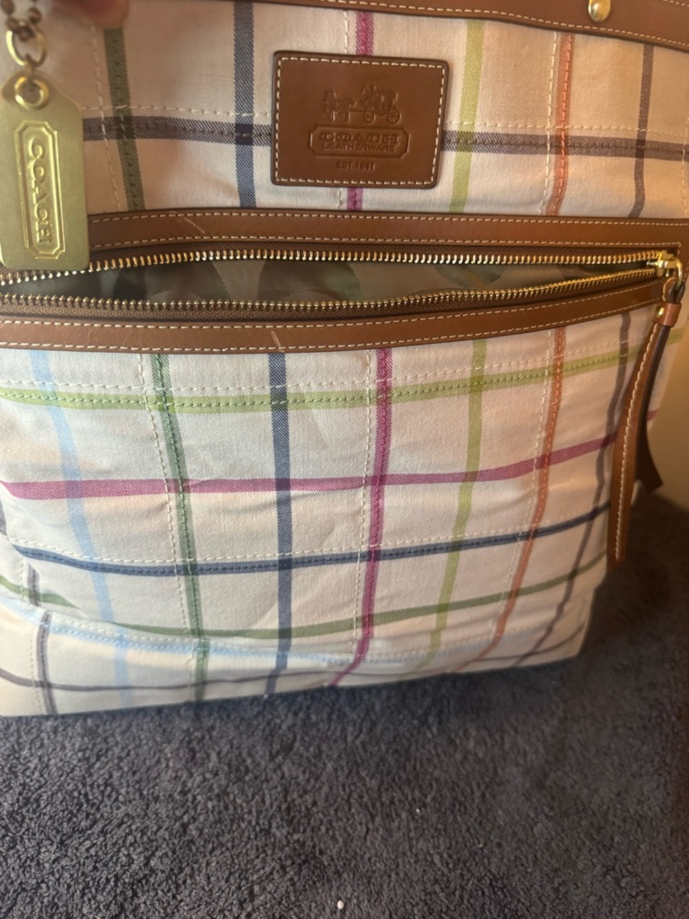 COACH Peyton Tattersall Weekender Tote Bag - Picture 4 of 13